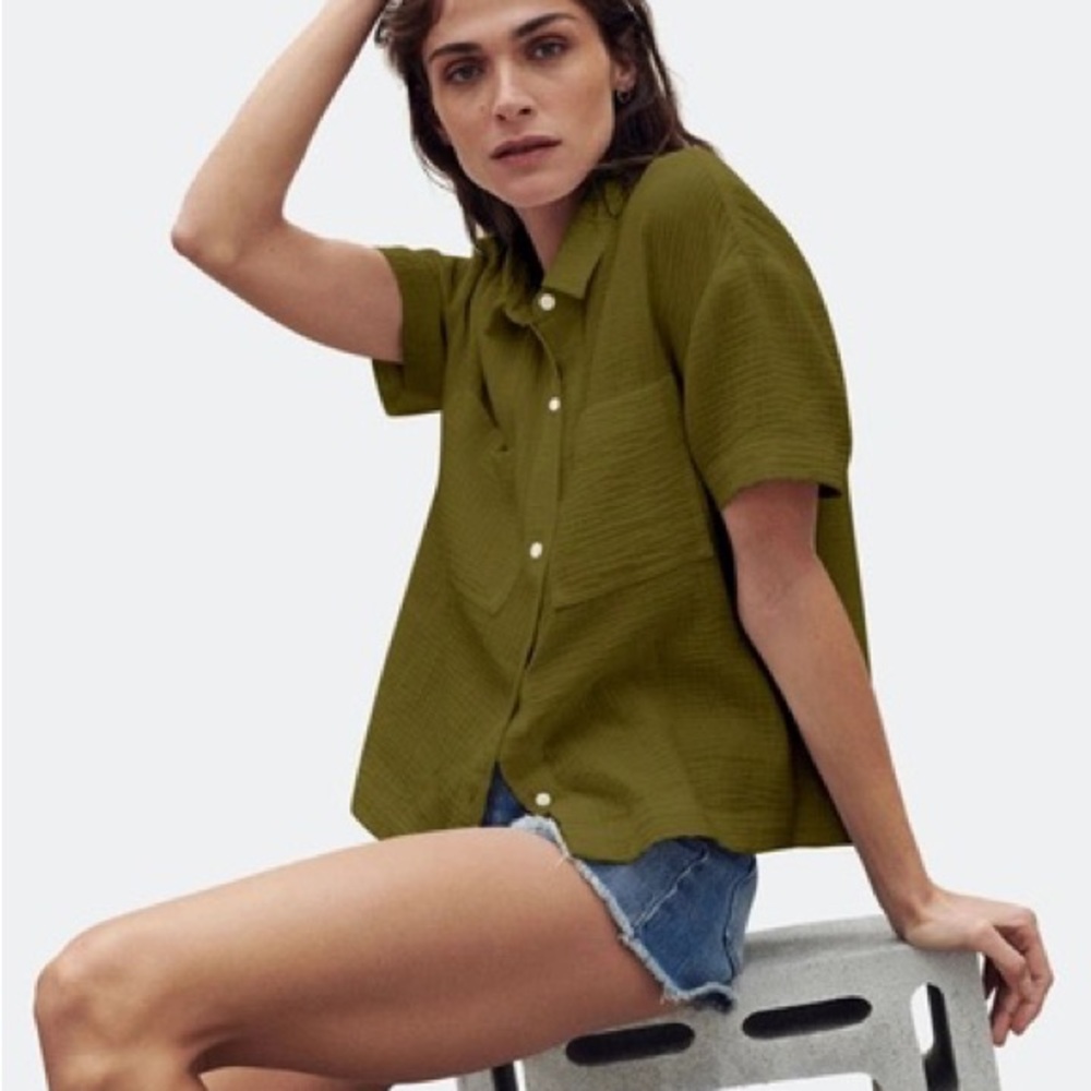 Madewell Lightspun Beachside Shirt In Kale
